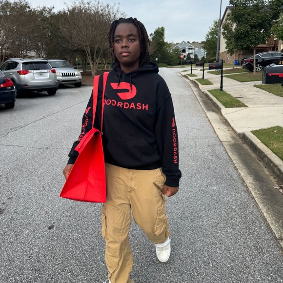 Reflective DoorDash Delivery Driver Hoodie Red Door Dash - Picture 11 of 15